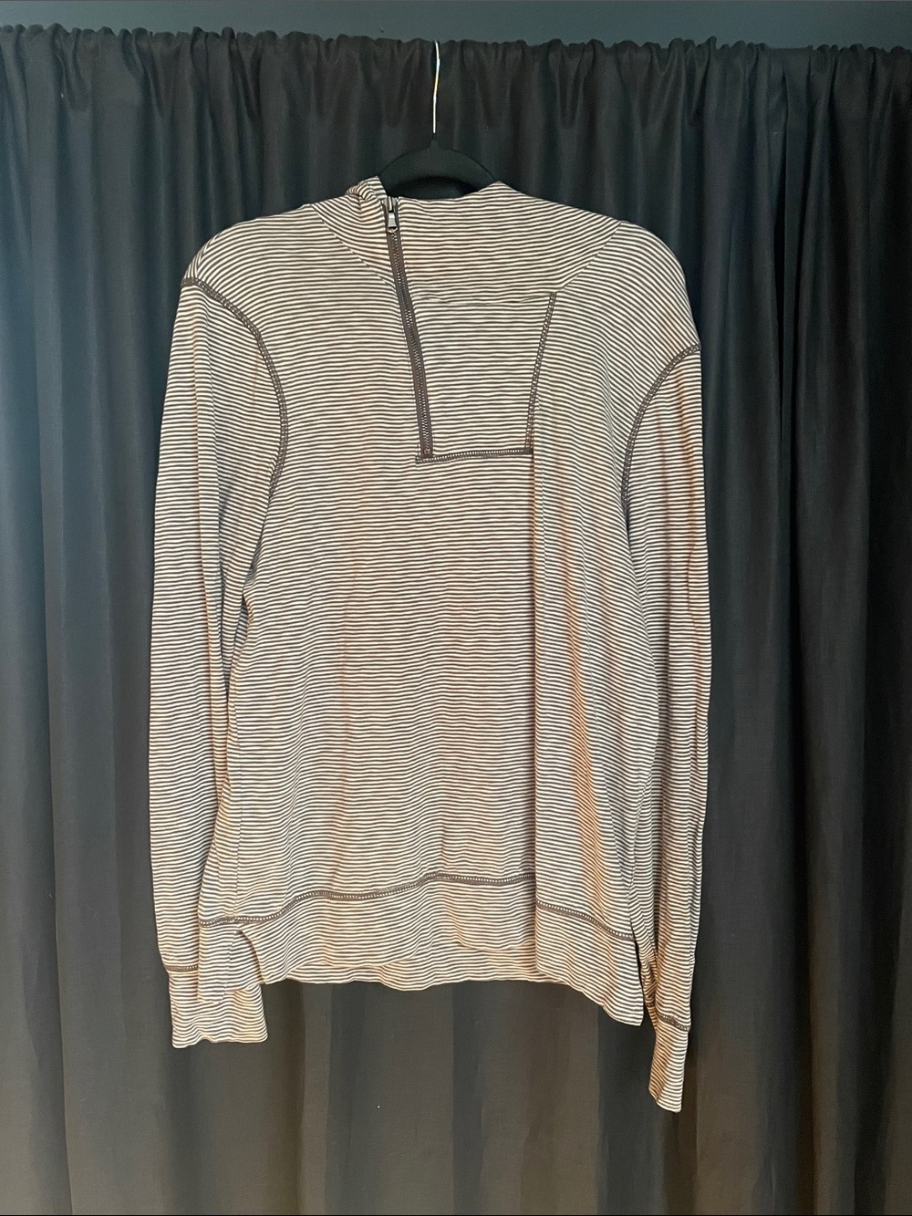 Converse Men's Striped Quarter-Zip Sweater in Beige and Black